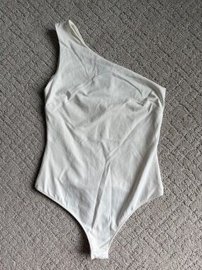 Free People Cream One-Shoulder Bodysuit